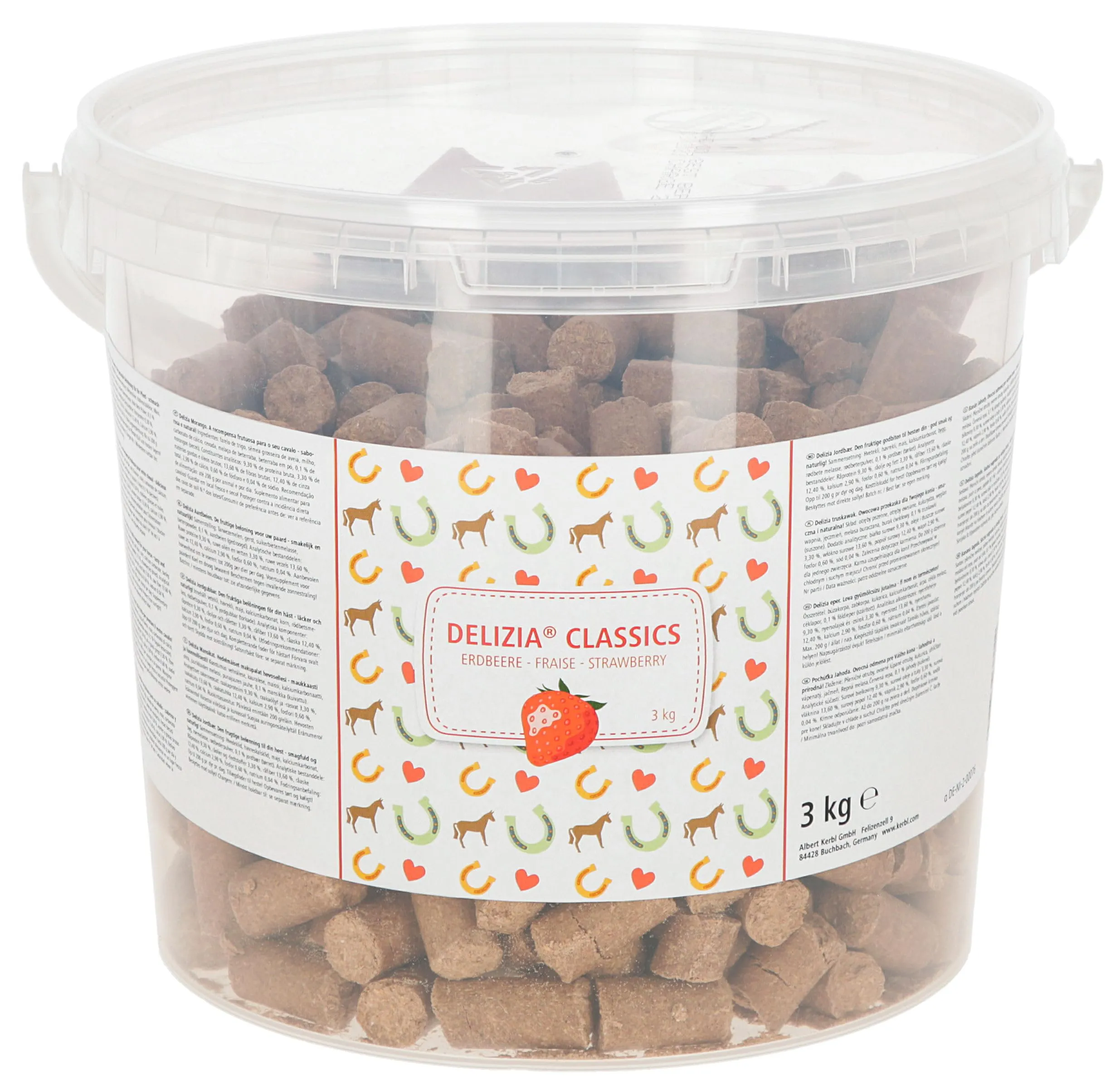 Delizia dadi ricompensa Classic, mangime per cavalli, integratore, 3 kg/secchio, fragola, cavalli, minerali, vitamine - immagine 1
