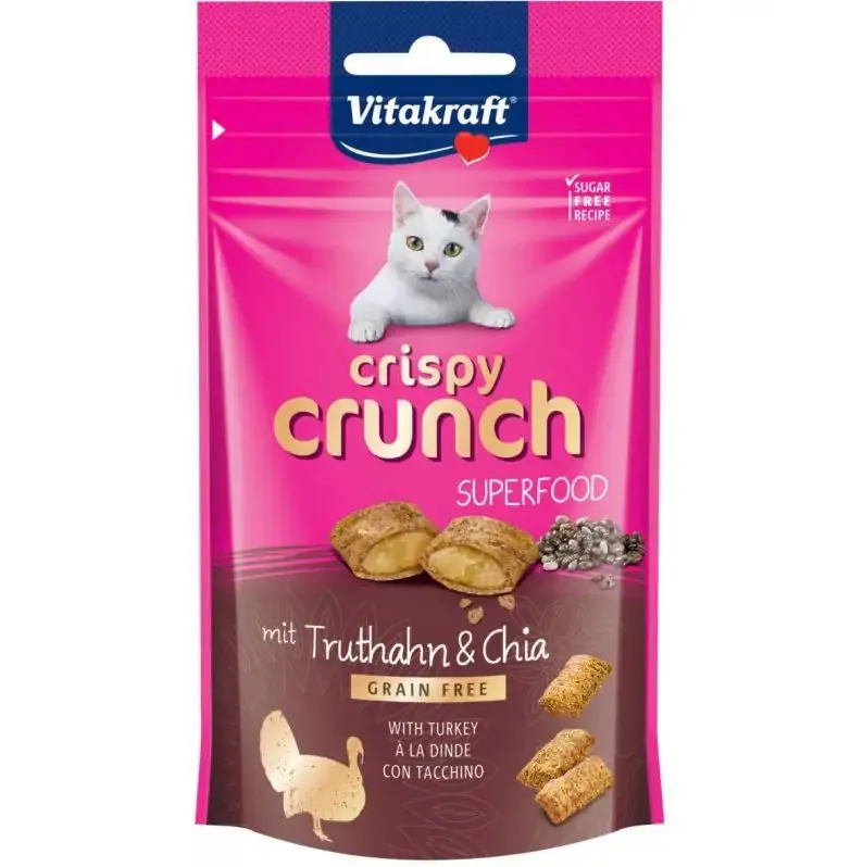 Vitakraft Gatto Crispy Crunch 60 gr Tacchino e chia - immagine 1