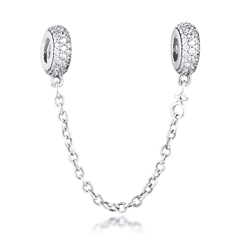 PANDOCCI Compatibile con bracciali e collane Pandora Inspiration Catena di sicurezza in argento sterling 925 con zirconi trasparenti - immagine 1