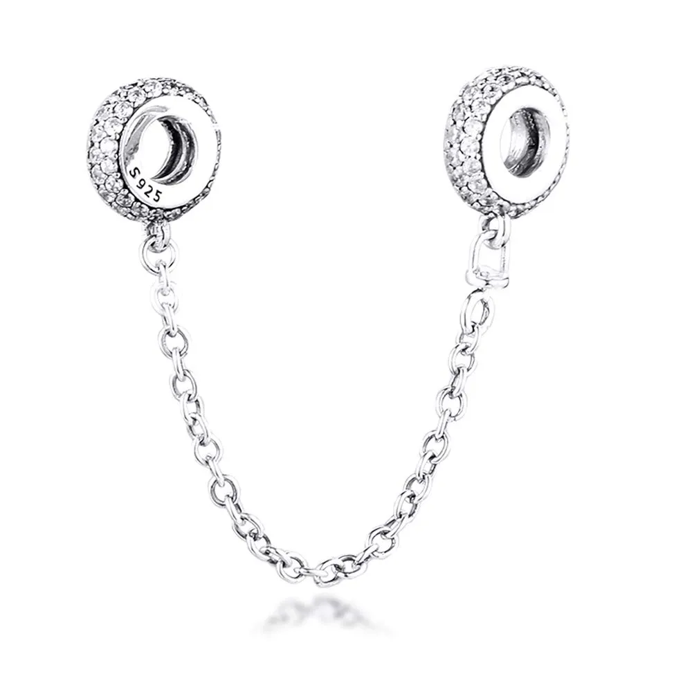 PANDOCCI Compatibile con bracciali e collane Pandora Inspiration Catena di sicurezza in argento sterling 925 con zirconi trasparenti - immagine 2