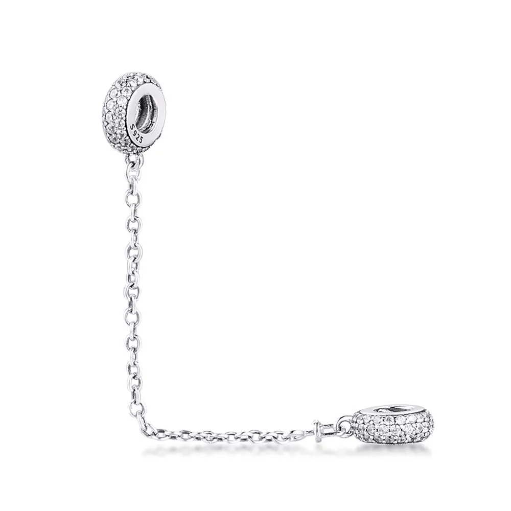PANDOCCI Compatibile con bracciali e collane Pandora Inspiration Catena di sicurezza in argento sterling 925 con zirconi trasparenti - immagine 3
