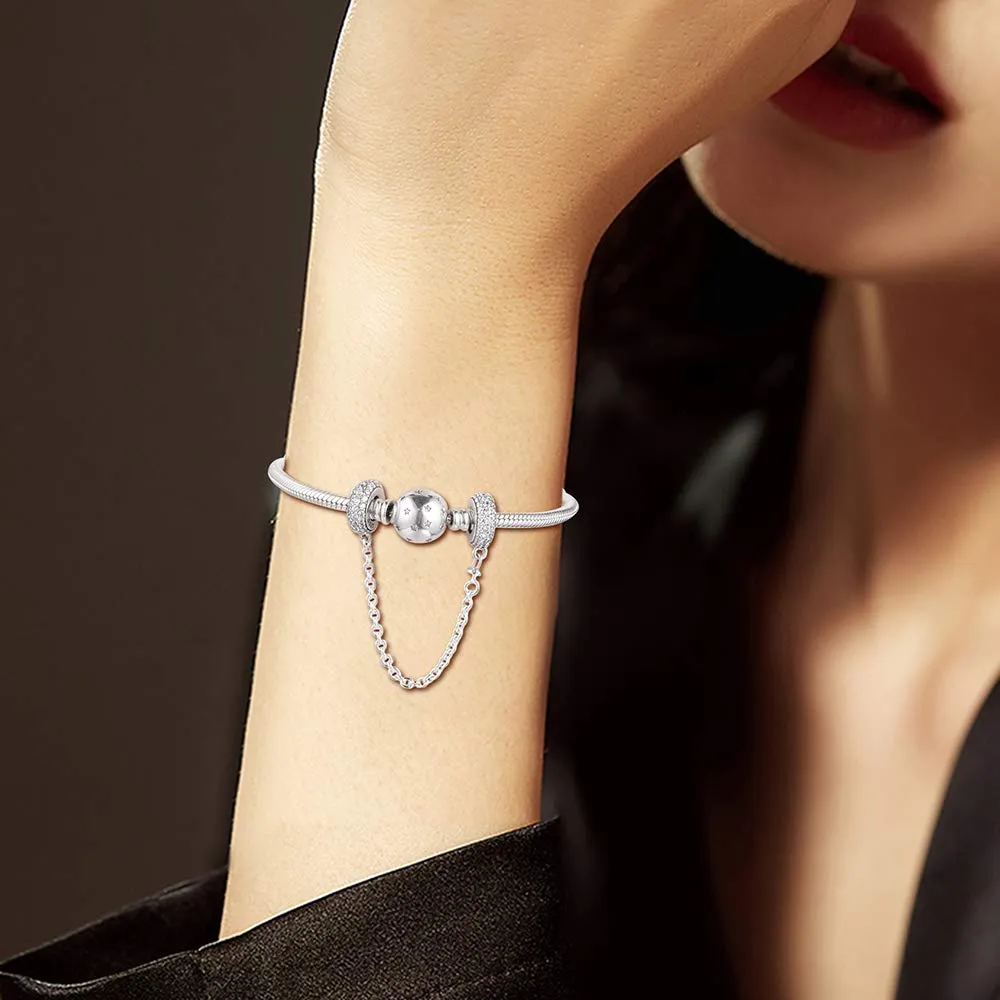 PANDOCCI Compatibile con bracciali e collane Pandora Inspiration Catena di sicurezza in argento sterling 925 con zirconi trasparenti - immagine 4