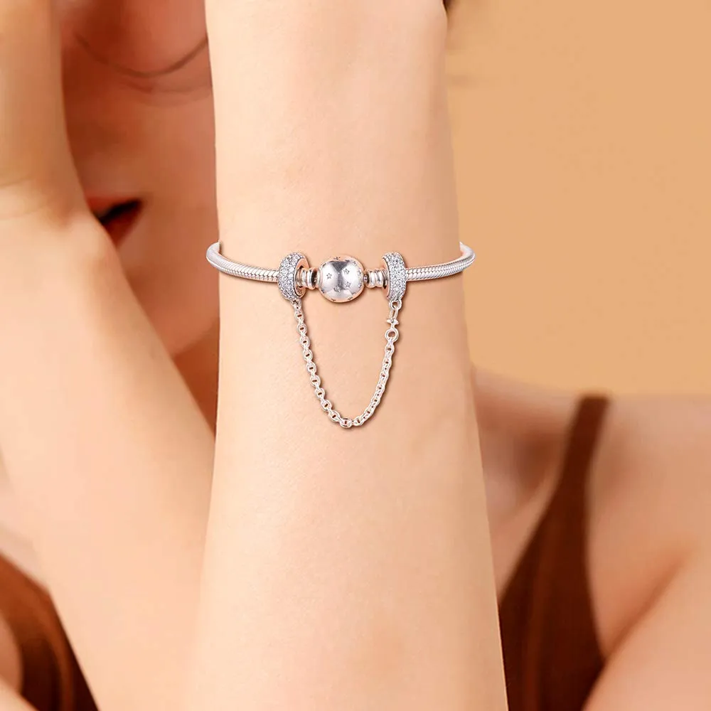 PANDOCCI Compatibile con bracciali e collane Pandora Inspiration Catena di sicurezza in argento sterling 925 con zirconi trasparenti - immagine 5