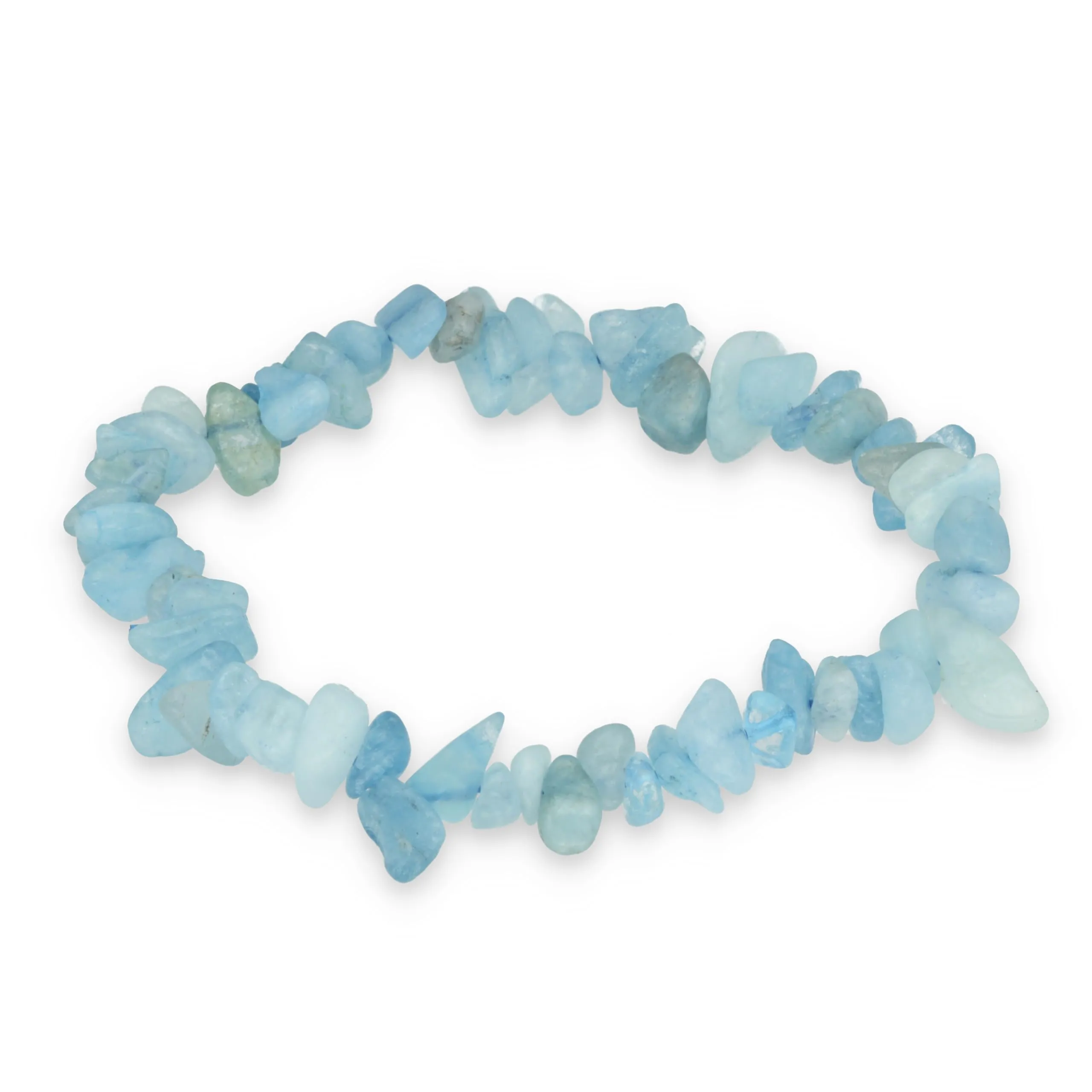 Lebensquelle Plus Bracciale popolare a schegge | Bracciale elastico artigianale a schegge | Vera pietra naturale (Aquamarina) - immagine 1