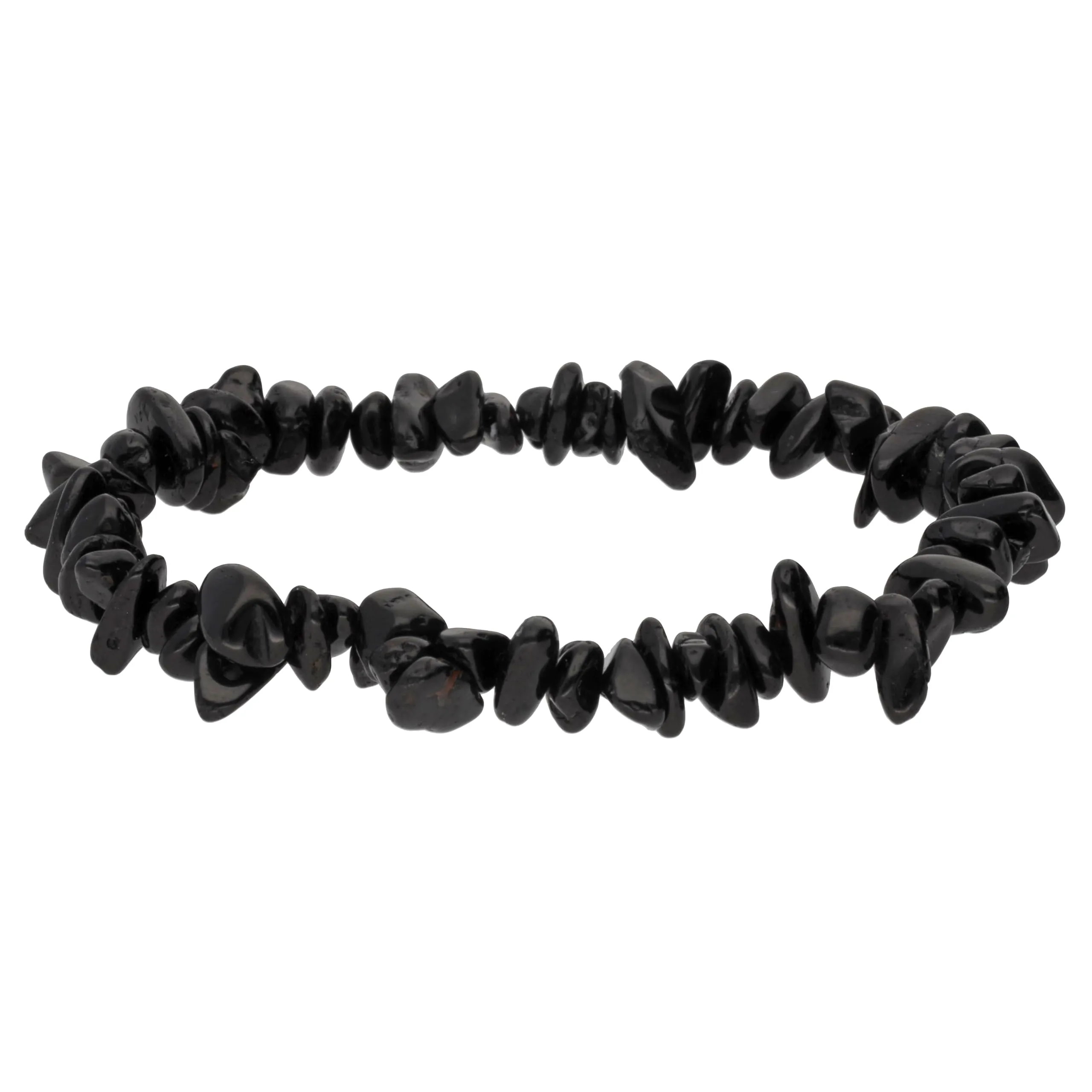Lebensquelle Plus Bracciale popolare a schegge | Bracciale elastico artigianale a schegge | Vera pietra naturale (Tormalina nera (Schorl)) - immagine 1