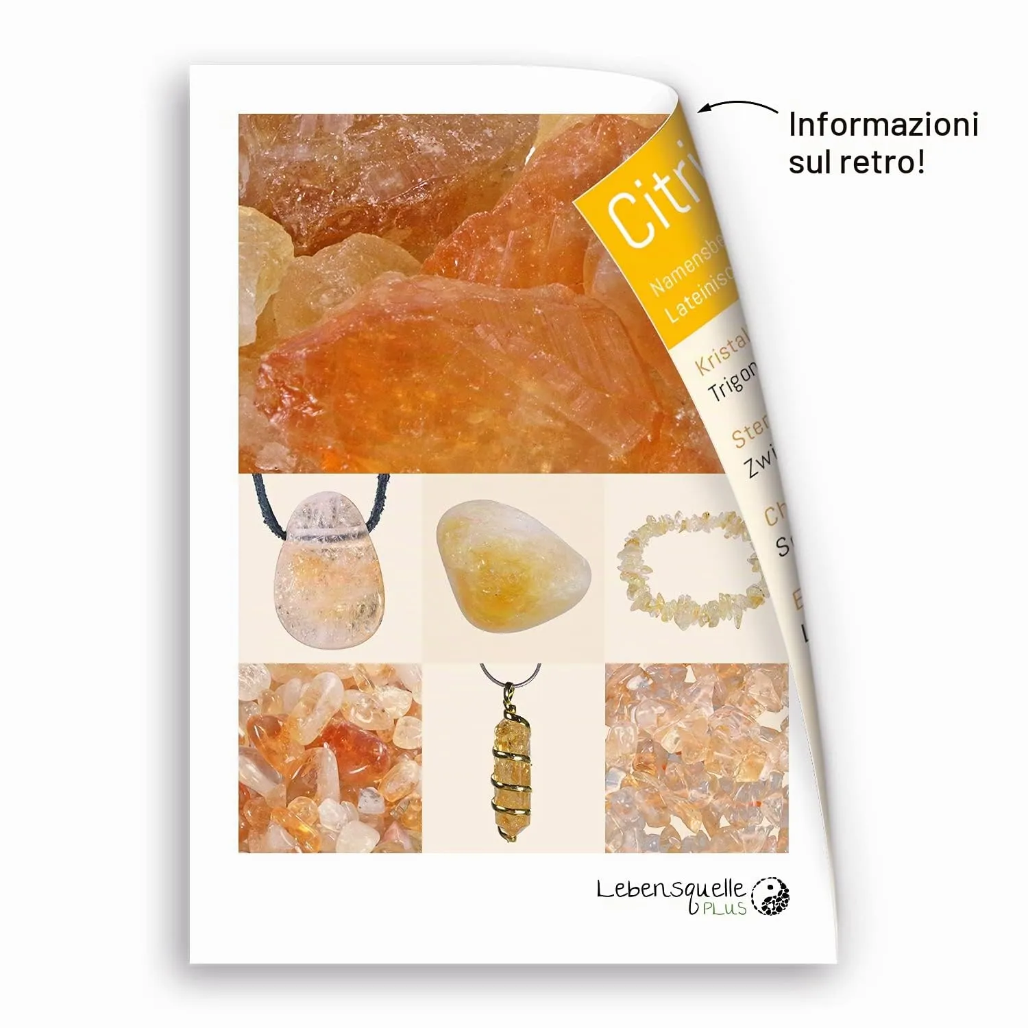 Lebensquelle Plus Bracciale popolare a schegge | Bracciale elastico artigianale a schegge | Vera pietra naturale (Citrino) - immagine 4