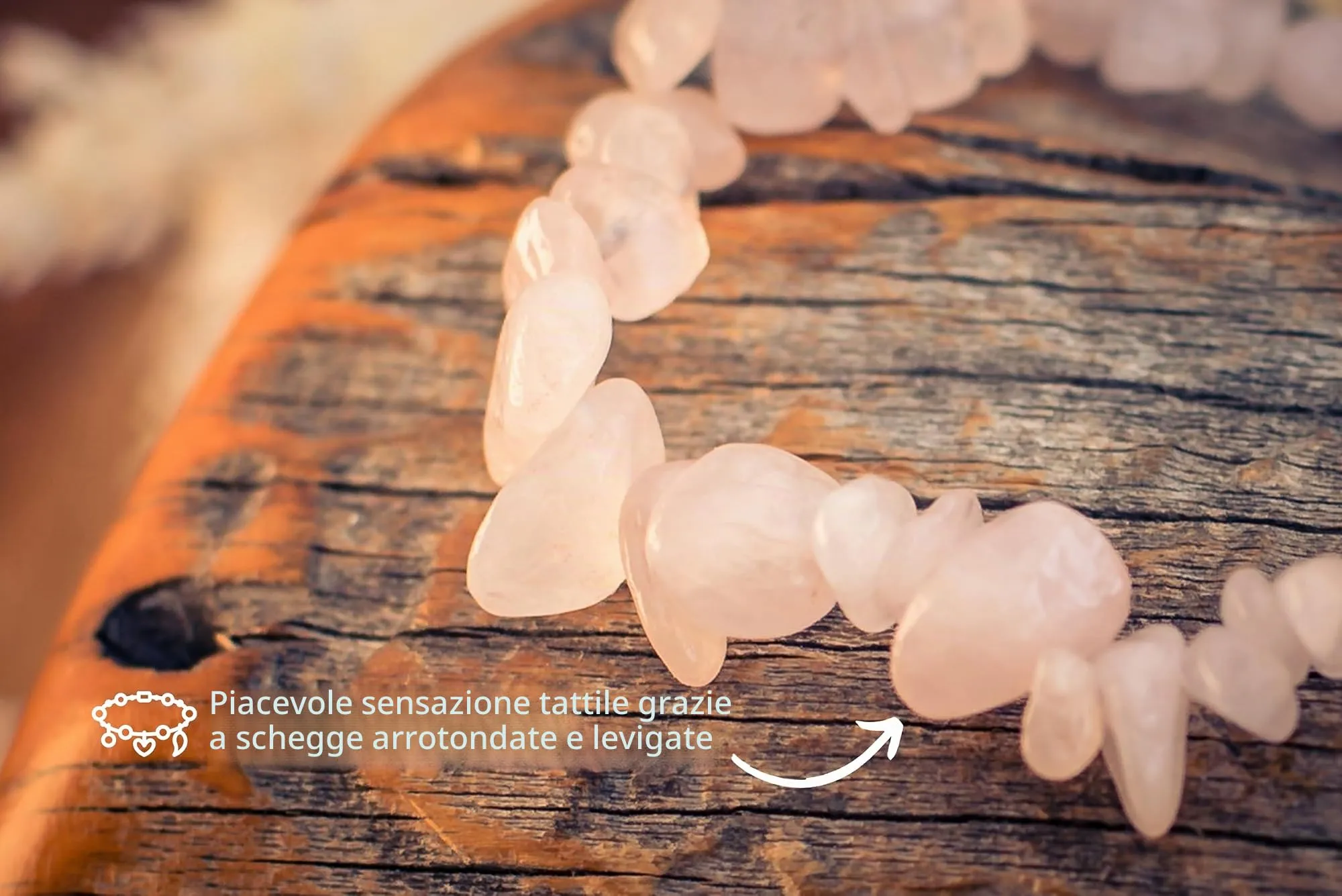 Lebensquelle Plus Bracciale popolare a schegge | Bracciale elastico artigianale a schegge | Vera pietra naturale (Quarzo rosa) - immagine 3