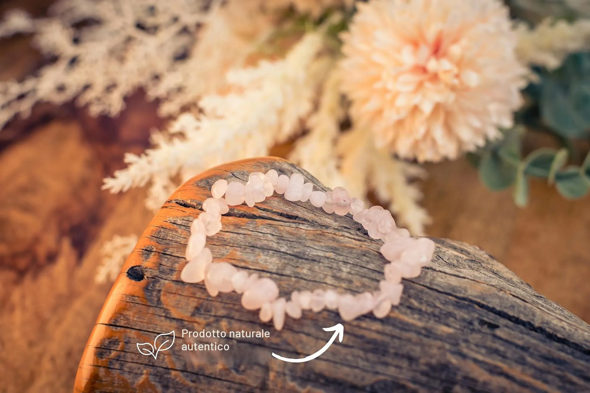 Lebensquelle Plus Bracciale popolare a schegge | Bracciale elastico artigianale a schegge | Vera pietra naturale (Quarzo rosa) - immagine 5