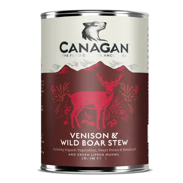 Canagan for Dogs All Life All Breeds Grain Free Bocconi 400 gr Stufato di Cervo e cinghiale - confezione da 6 pezzi - Cibo umido per cani - immagine 1
