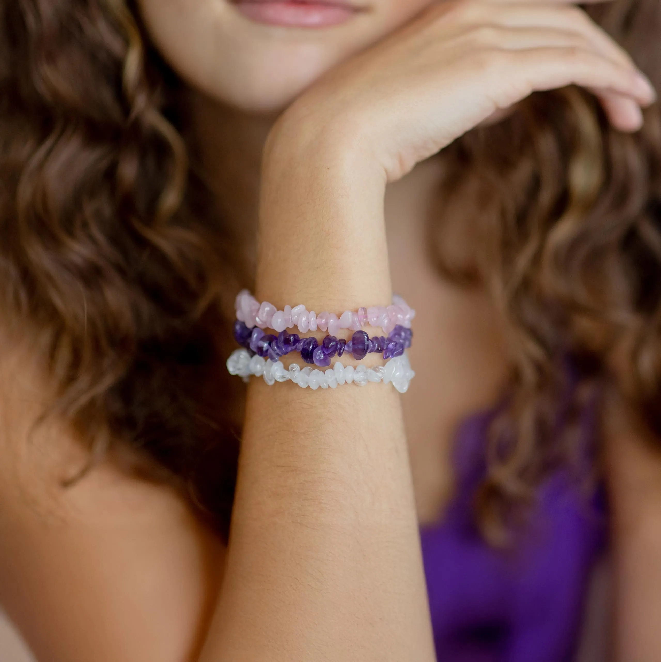 Lebensquelle Plus Bracciale con Cristalli di Rocca, 10 mm - immagine 2