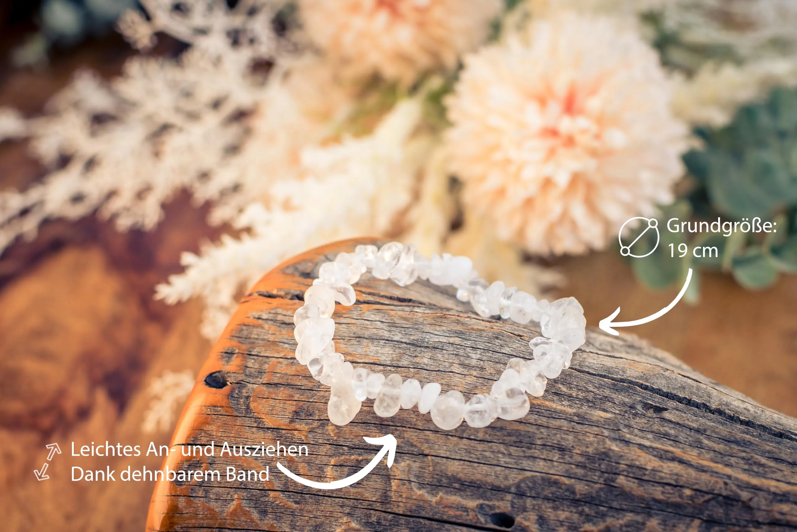 Lebensquelle Plus Bracciale con Cristalli di Rocca, 10 mm - immagine 3