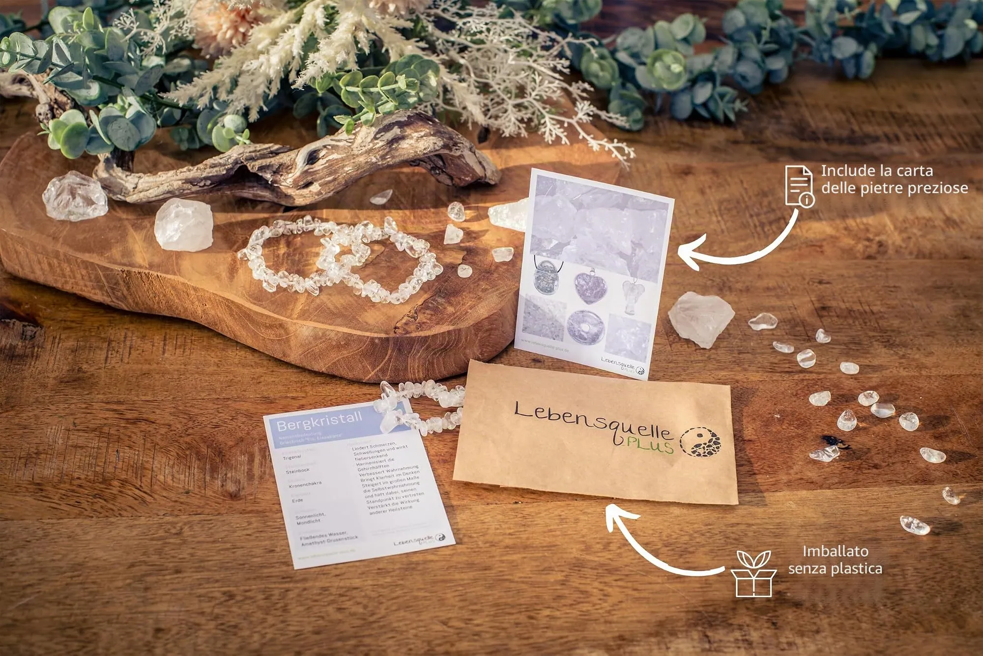 Lebensquelle Plus Bracciale con Cristalli di Rocca, 10 mm - immagine 4