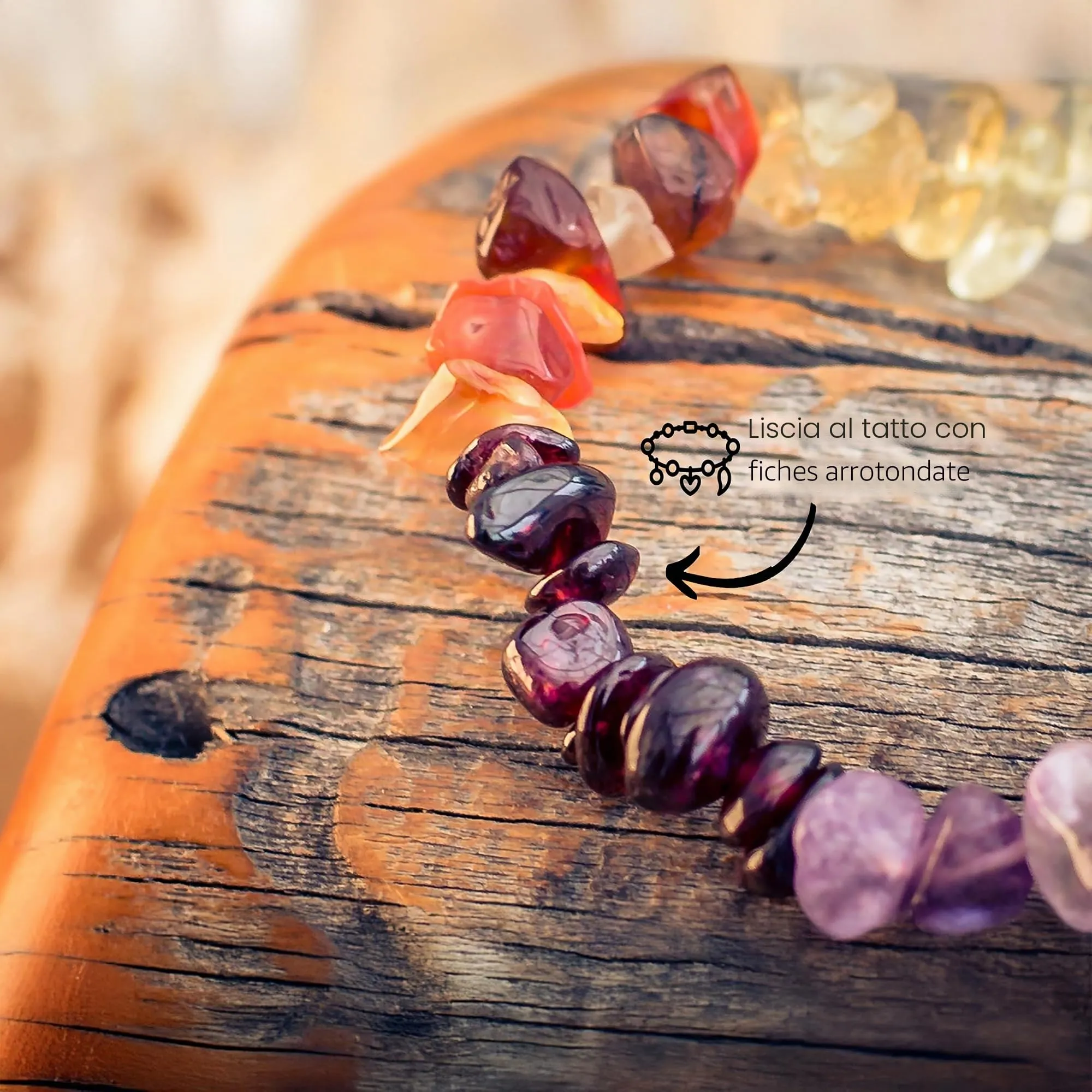 Lebensquelle Plus Bracciale popolare a schegge | Bracciale elastico artigianale a schegge | Vera pietra naturale (Chakra) - immagine 4