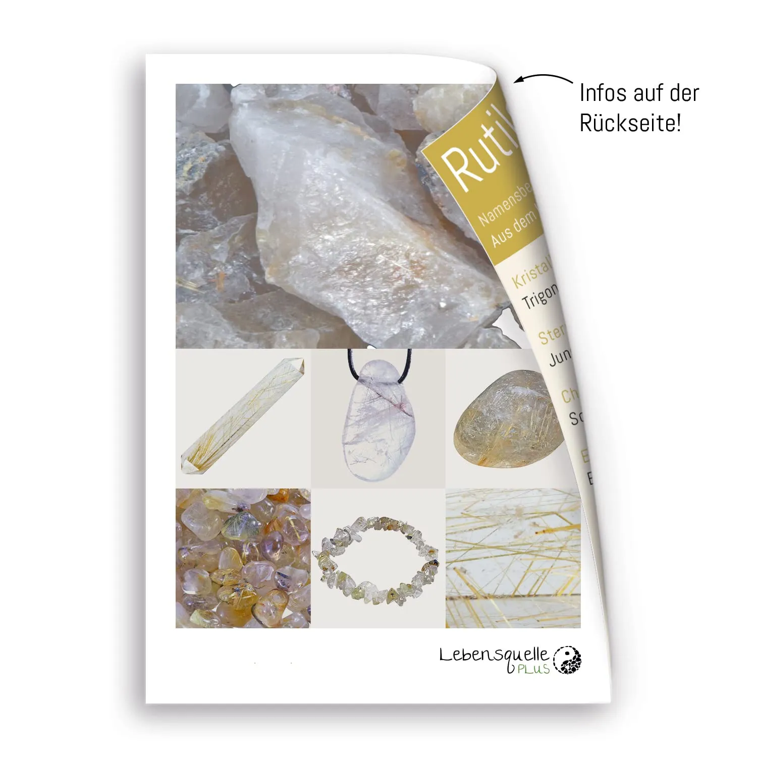 Lebensquelle Plus Bracciale popolare a schegge | Bracciale elastico artigianale a schegge | Vera pietra naturale (Quarzo rutilato) - immagine 3