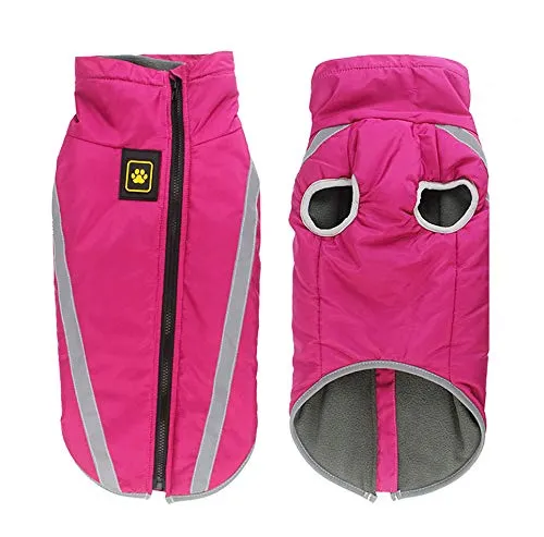 Idepet Cappotto per cani impermeabile Giacca invernale calda, Giacca per cani antivento Abbigliamento per cani Completo per cani di taglia piccola di taglia media con foro per imbracatura XL-6XL - immagine 1