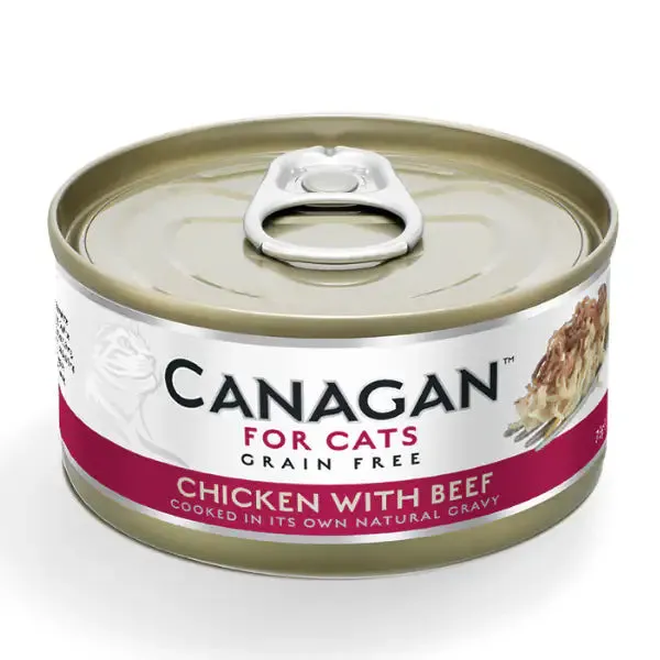 Canagan for Cats All Life Grain Free Filetti in acqua di cottura 75 gr Pollo con manzo - confezione da 12 pezzi - Cibo umido per gatti - immagine 1