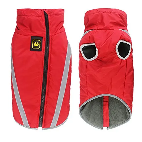 Idepet Cappotto per cani impermeabile Giacca invernale calda, Giacca per cani antivento Abbigliamento per cani Completo per cani di taglia piccola di taglia media con foro per imbracatura XL-6XL - immagine 1
