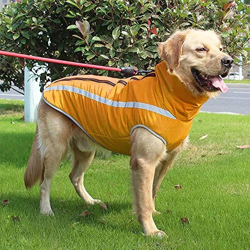 Idepet Cappotto impermeabile Giacca invernale calda antivento Abbigliamento Completo per cani di taglia piccola/media con foro per imbracatura XL-6XL - immagine 2