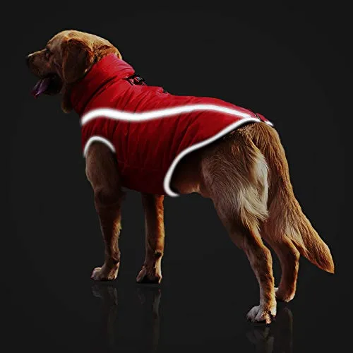 Idepet Cappotto per cani impermeabile Giacca invernale calda, Giacca per cani antivento Abbigliamento per cani Completo per cani di taglia piccola di taglia media con foro per imbracatura XL-6XL - immagine 4