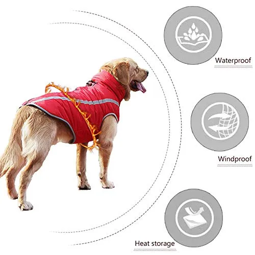 Idepet Cappotto per cani impermeabile Giacca invernale calda, Giacca per cani antivento Abbigliamento per cani Completo per cani di taglia piccola di taglia media con foro per imbracatura XL-6XL - immagine 6