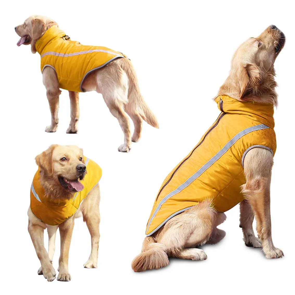 Idepet Cappotto per cani impermeabile Giacca invernale calda, Giacca per cani antivento Abbigliamento per cani Completo per cani di taglia piccola di taglia media con foro per imbracatura XL-6XL - immagine 4