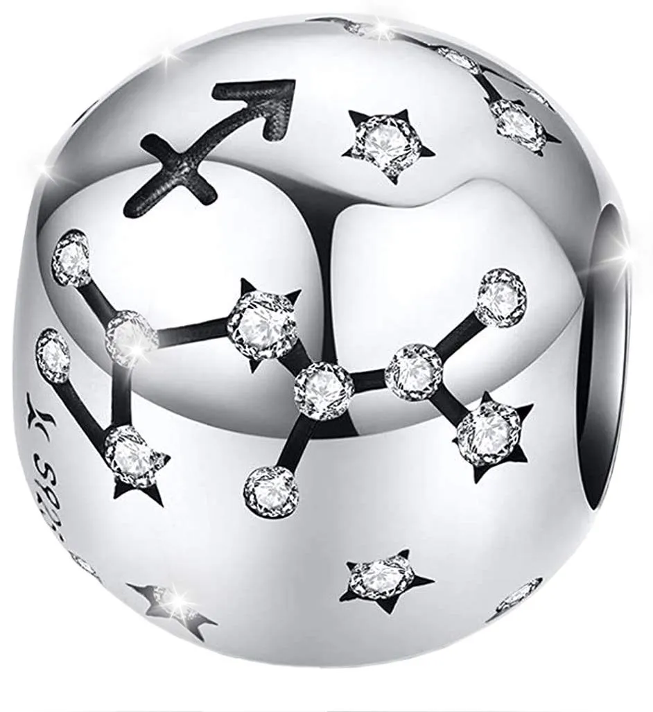 Maria Fonte Bead Charm Segno Zodiacale Sagittario in Argento Sterling 925, Compatibile con Le più Diffuse Marche di Braccialetti e collane. - immagine 1