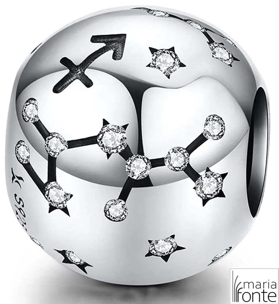 Maria Fonte Bead Charm Segno Zodiacale Sagittario in Argento Sterling 925, Compatibile con Le più Diffuse Marche di Braccialetti e collane. - immagine 3