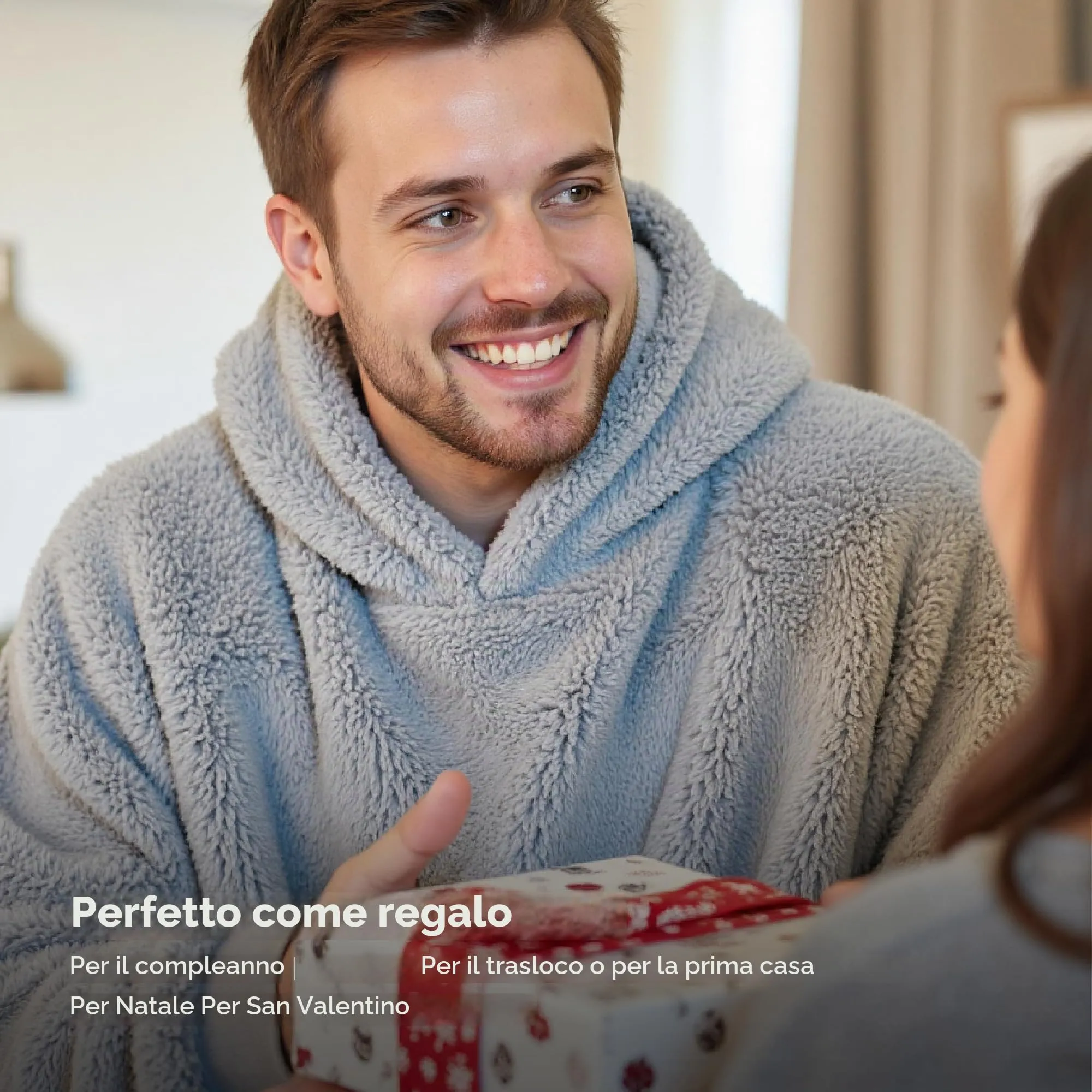 Bedsure Coperta con Cappuccio e Maniche Regalo Grigio - 95x85cm - immagine 3