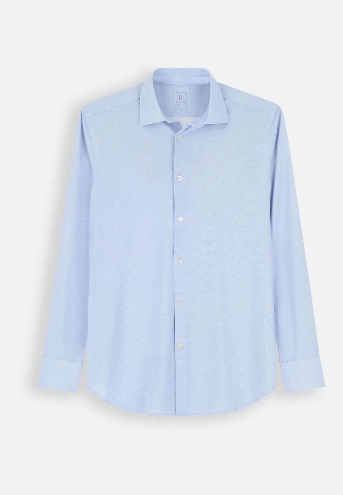 Boggi, Camicia Micro Fantasia In Nylon Elasticizzato Slim Fit B Tech, Uomo, Azzurro, Taglia: L - immagine 6