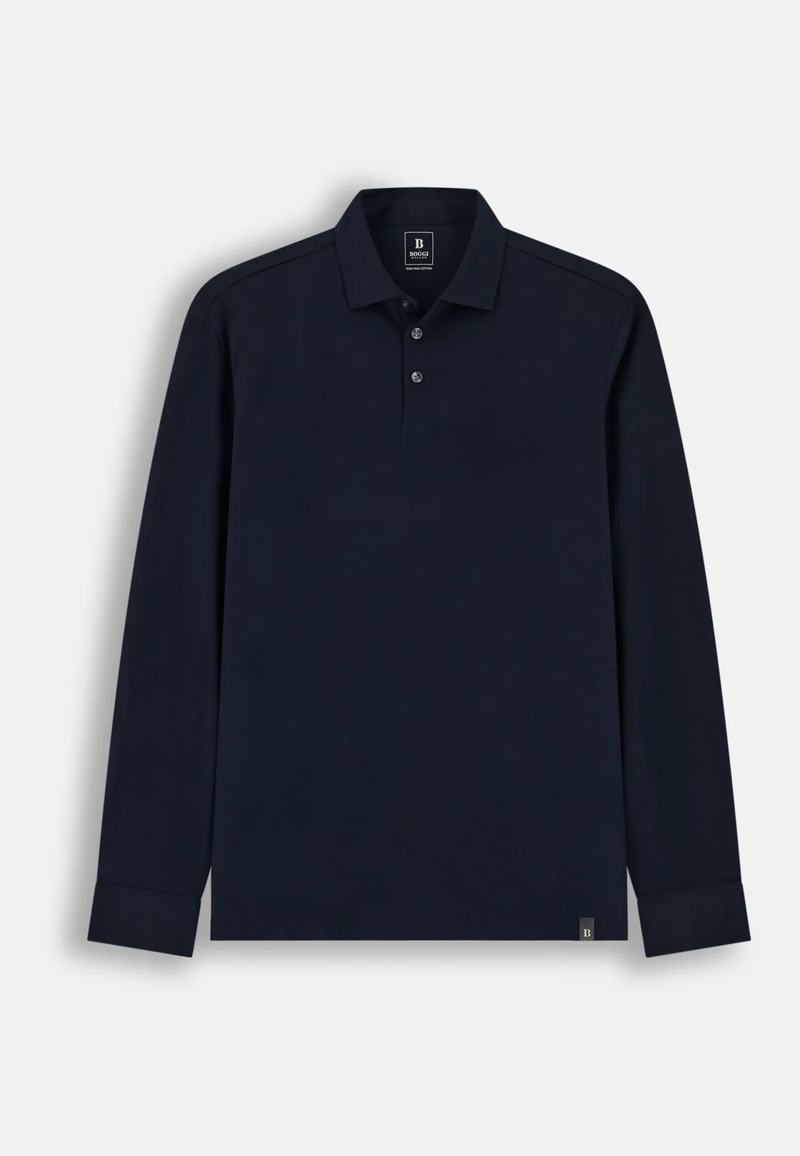 Boggi, Polo In Jersey Di Cotone Pima Regular Fit Manica Lunga, Uomo, Navy, Taglia: XL - immagine 5