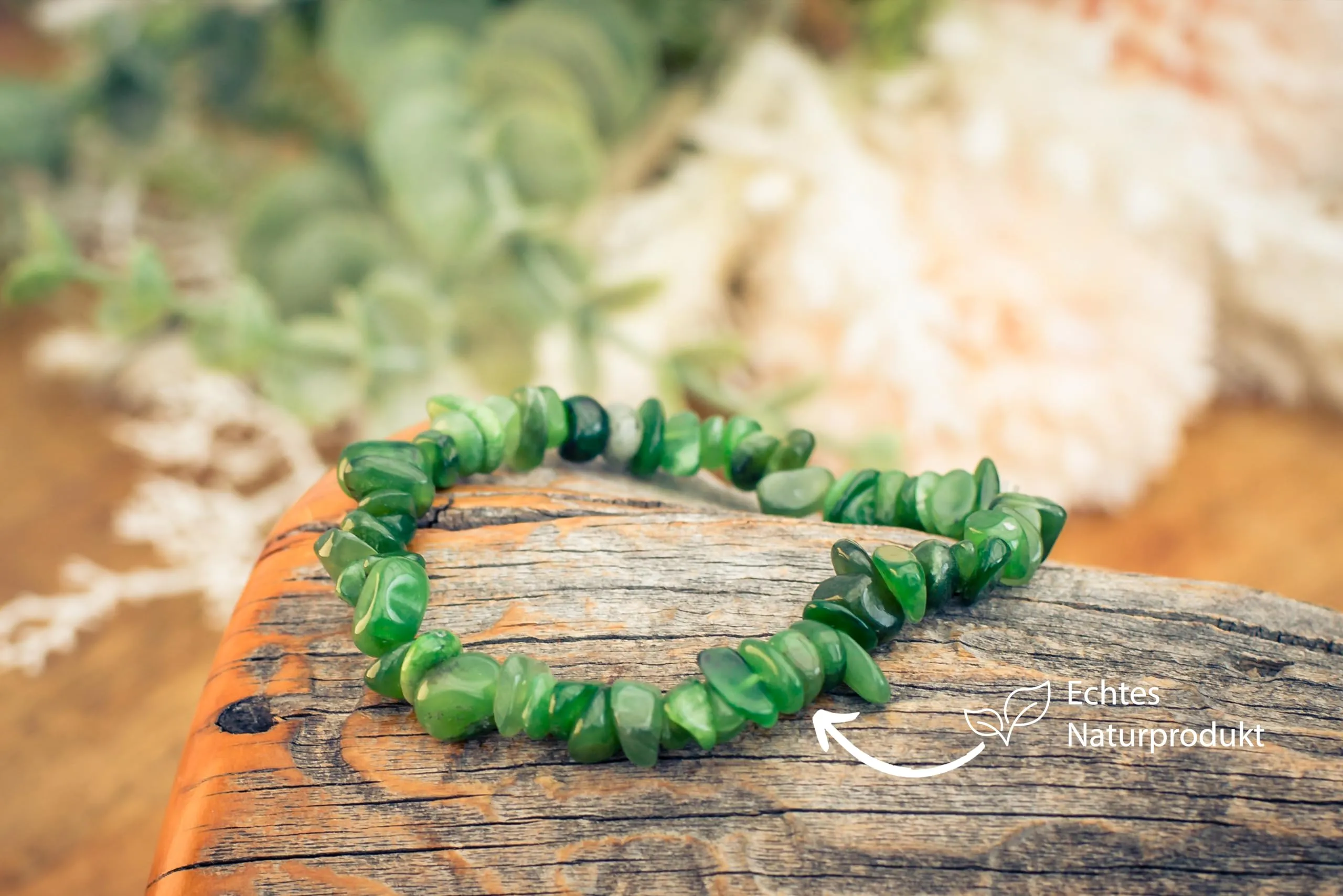 Lebensquelle Plus Bracciale popolare a schegge | Bracciale elastico artigianale a schegge | Vera pietra naturale (Giada nefrite) - immagine 4