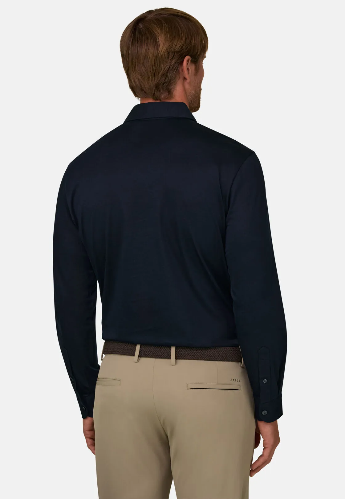 Boggi, Polo In Jersey Di Cotone Pima Regular Fit Manica Lunga, Uomo, Navy, Taglia: XS - immagine 4