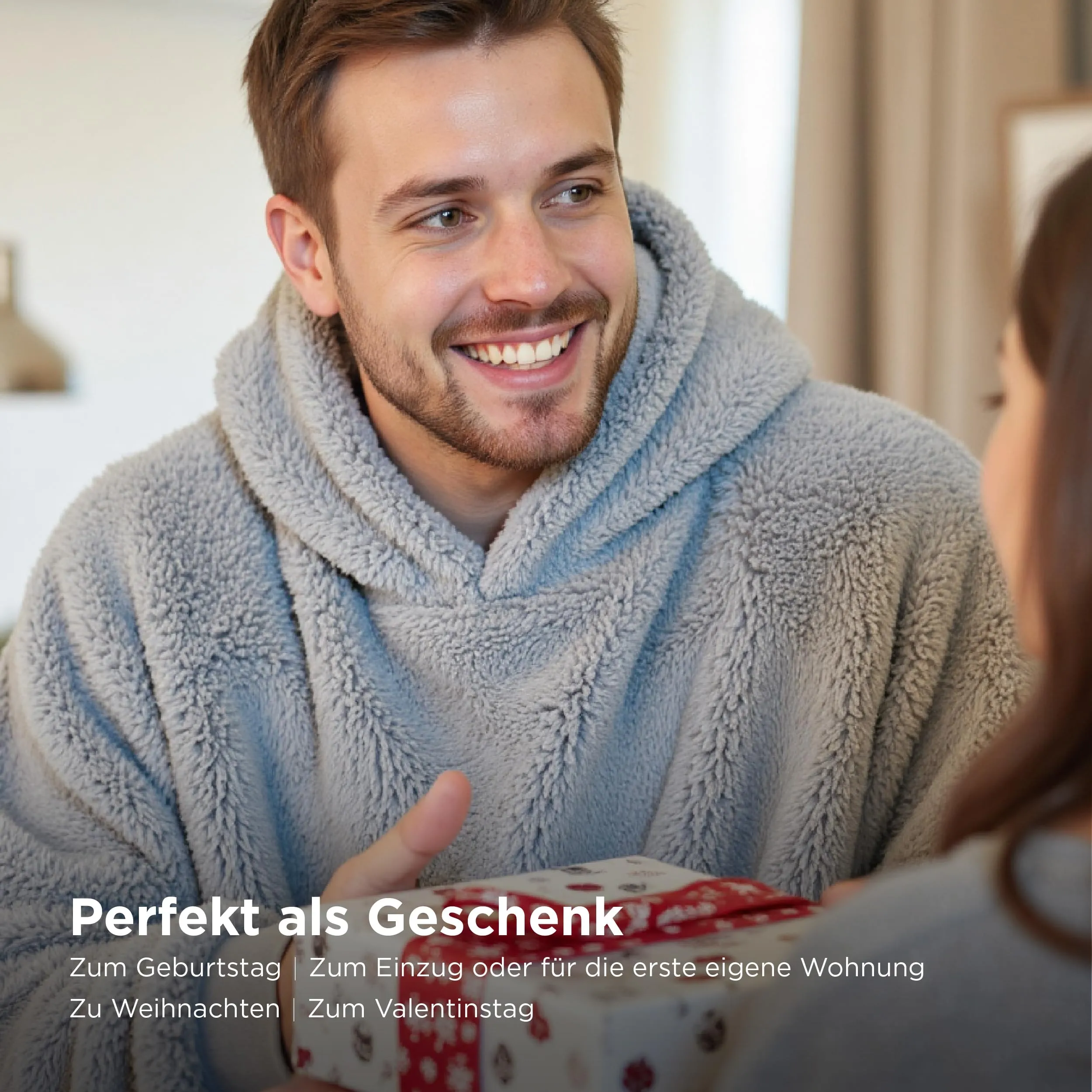 Bedsure Coperta con Cappuccio e Maniche Regalo Grigio - 107x90cm - immagine 2