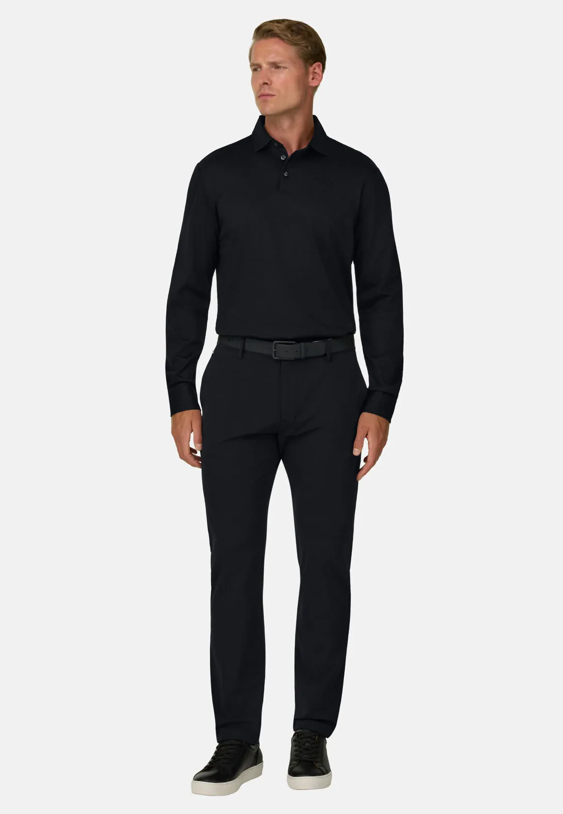 Boggi, Polo In Jersey Di Cotone Pima Regular Fit Manica Lunga, Uomo, Nero, Taglia: L - immagine 2