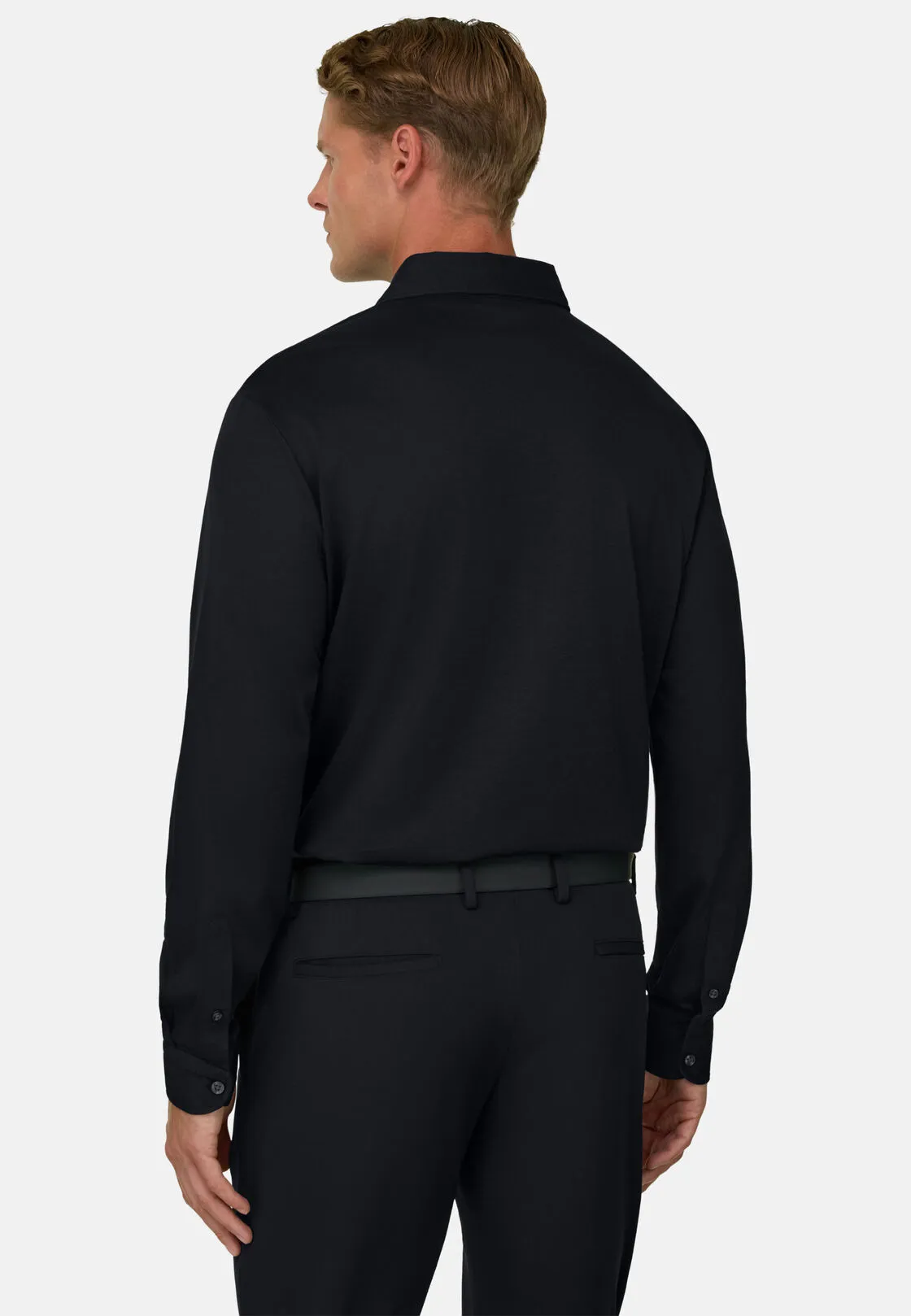 Boggi, Polo In Jersey Di Cotone Pima Regular Fit Manica Lunga, Uomo, Nero, Taglia: M - immagine 4