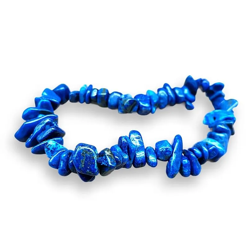 Generico Bracciale chips braccialetto pietra vera naturale (LAPISLAZZULI EXTRA) - immagine 1