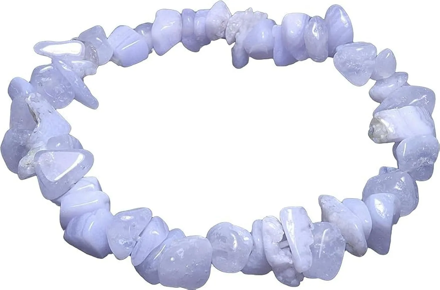 Generico Bracciale chips braccialetto pietra vera naturale (CALCEDONIO EXTRA) - immagine 1