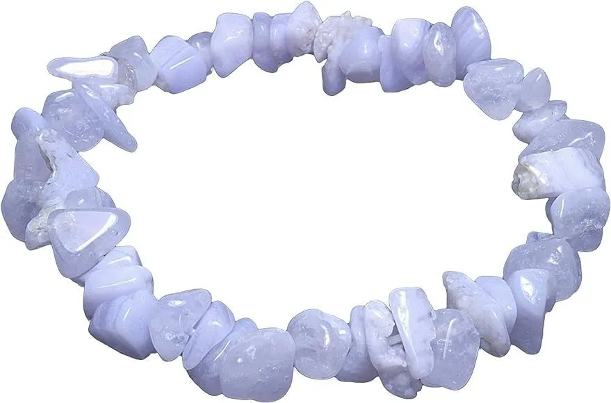 Generico Bracciale chips braccialetto pietra vera naturale (CALCEDONIO EXTRA) - immagine 2