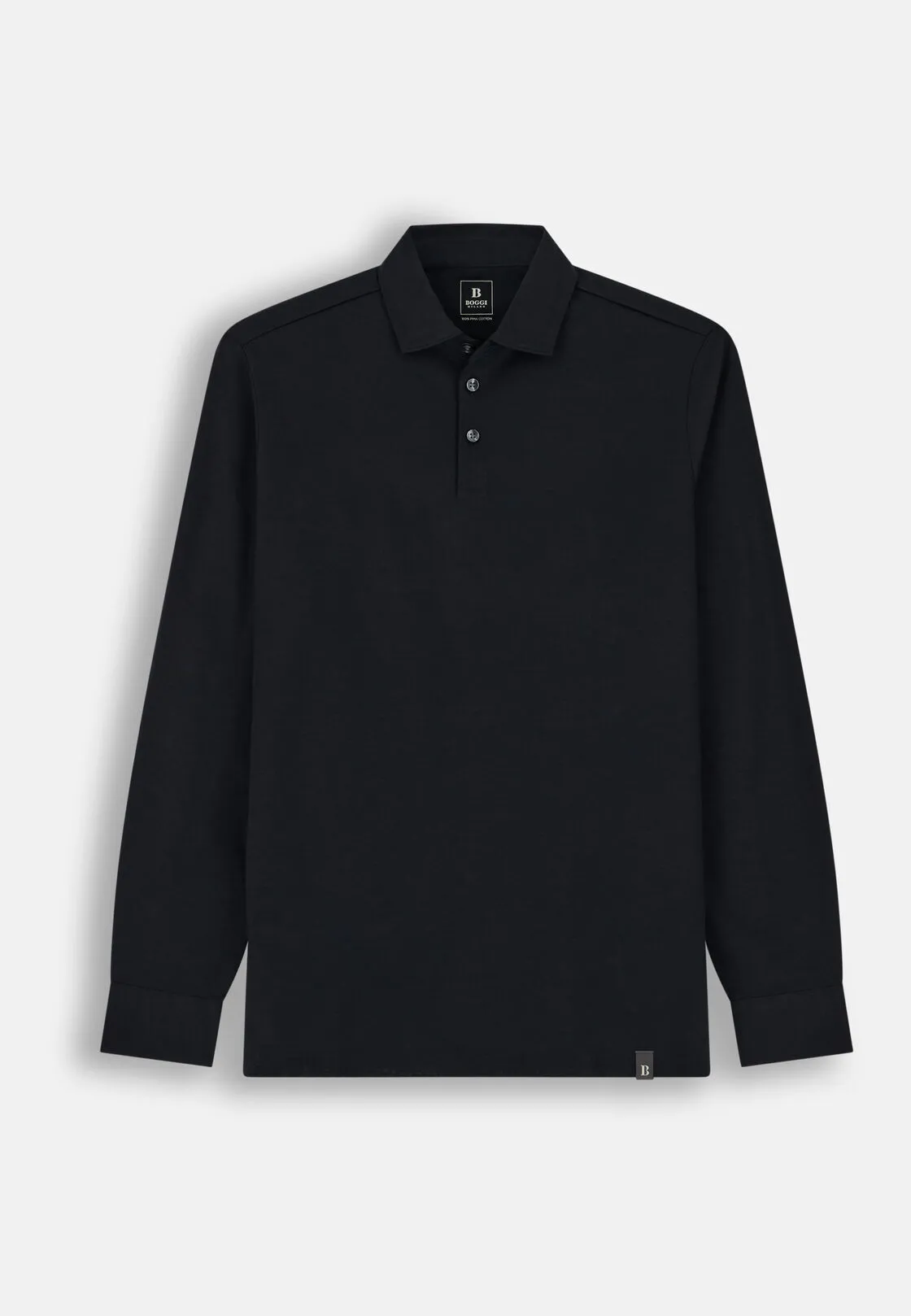 Boggi, Polo In Jersey Di Cotone Pima Regular Fit Manica Lunga, Uomo, Nero, Taglia: XL - immagine 5
