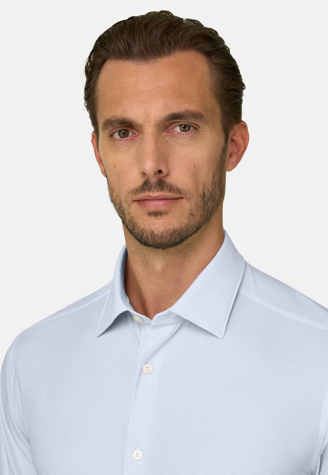 Boggi, Camicia Micro Fantasia In Nylon Stretch Slim Fit B Tech, Uomo, Azzurro, Taglia: L - immagine 4