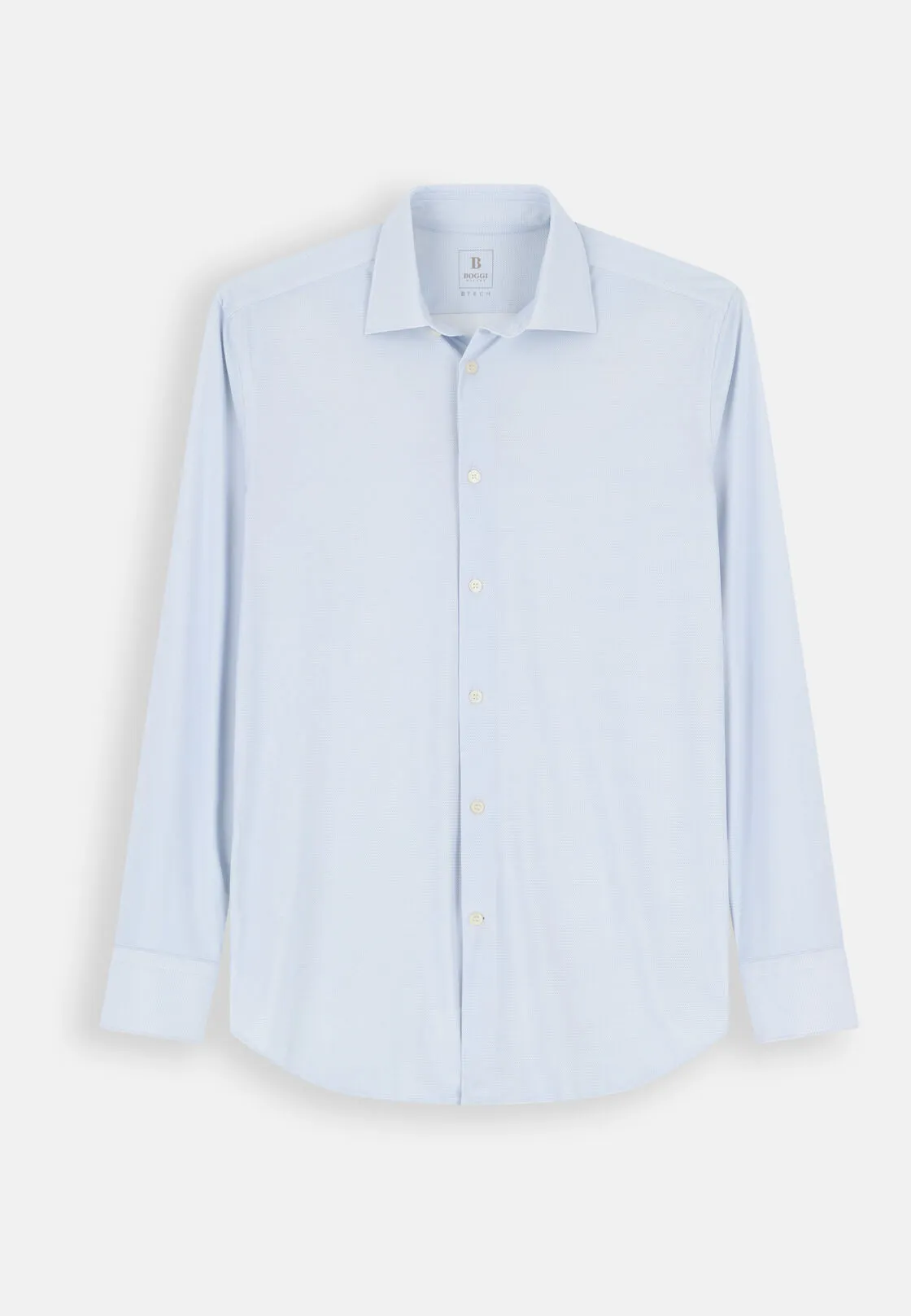 Boggi, Camicia Micro Fantasia In Nylon Stretch Slim Fit B Tech, Uomo, Azzurro, Taglia: L - immagine 6