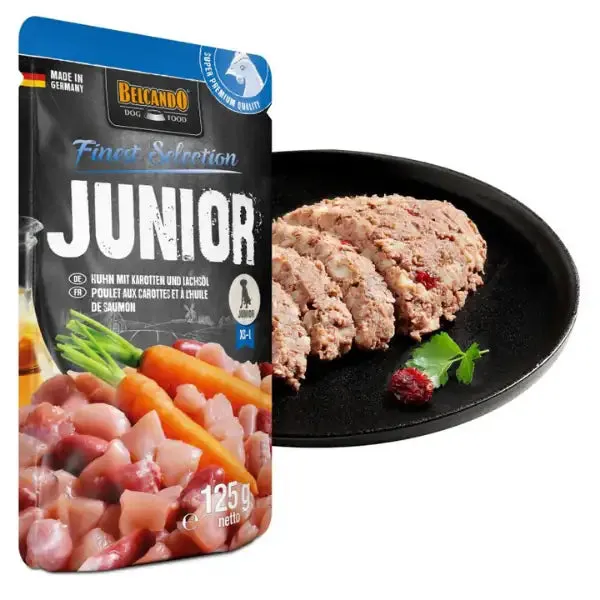 Belcando Finest Selection Grain Free Dog Junior All Breeds 125 gr Pollo con carote - confezione da 12 pezzi - Cibo umido per cani - immagine 1