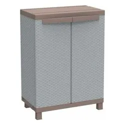 C RATTAN 680 Armadio plastica 2 Ante battenti Grigio e Tortora (70cm) Mobile KIT - immagine 1