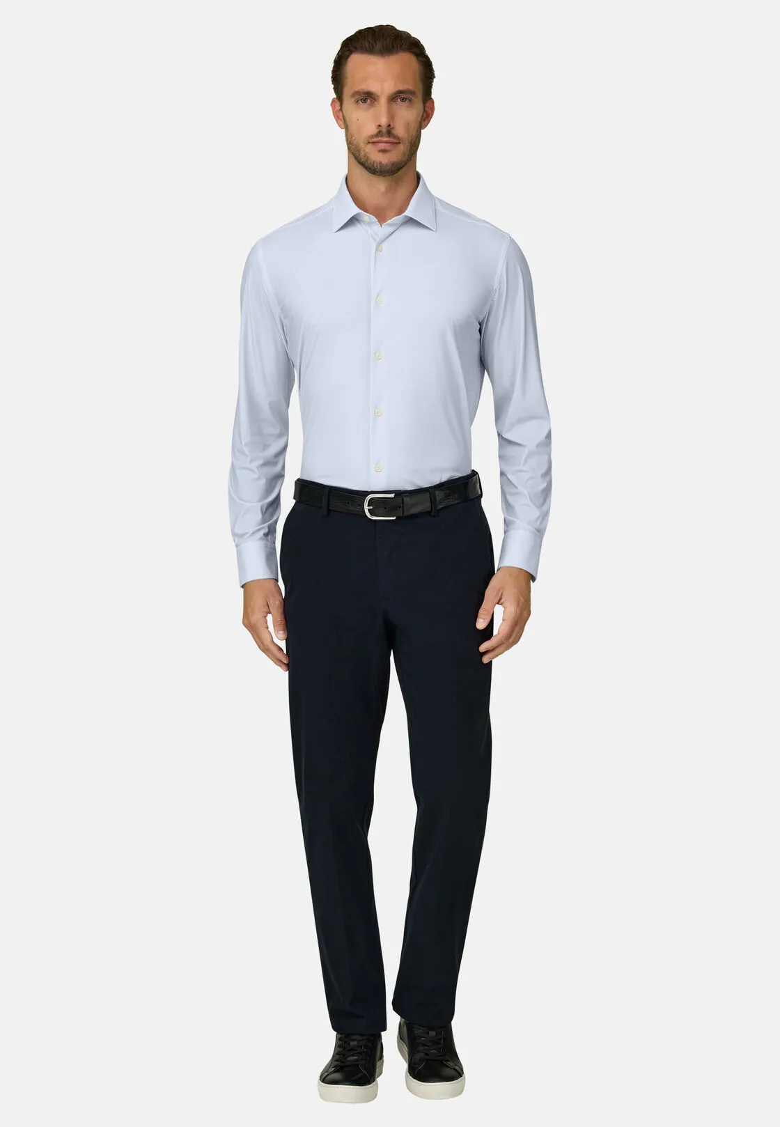 Boggi, Camicia Micro Fantasia In Nylon Stretch Slim Fit B Tech, Uomo, Azzurro, Taglia: XL - immagine 2