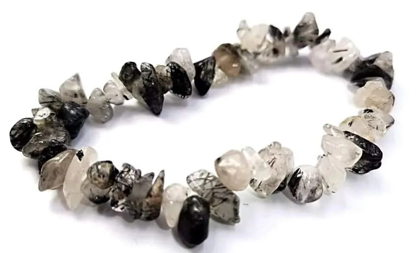Generico Bracciale chips braccialetto pietra vera naturale (QUARZO TORMALINATO) - immagine 1