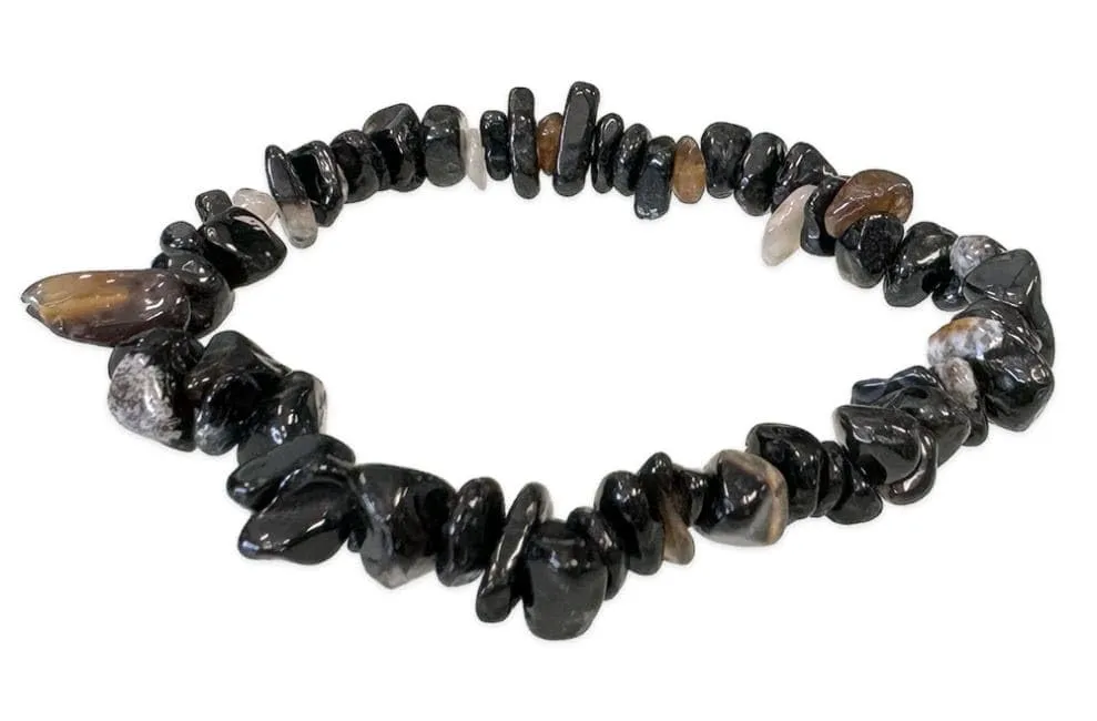 Generico Bracciale chips braccialetto pietra vera naturale (ONICE NERO) - immagine 1