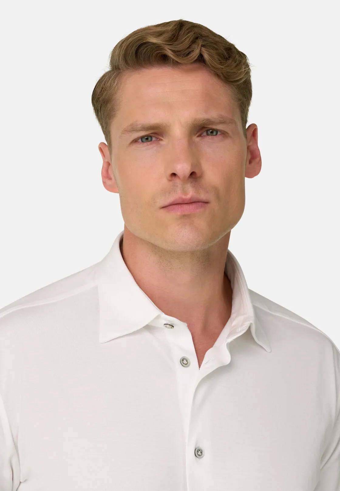 Boggi, Polo Camicia In Cotone E Seta Regular Fit, Uomo, Bianco, Taglia: S - immagine 3