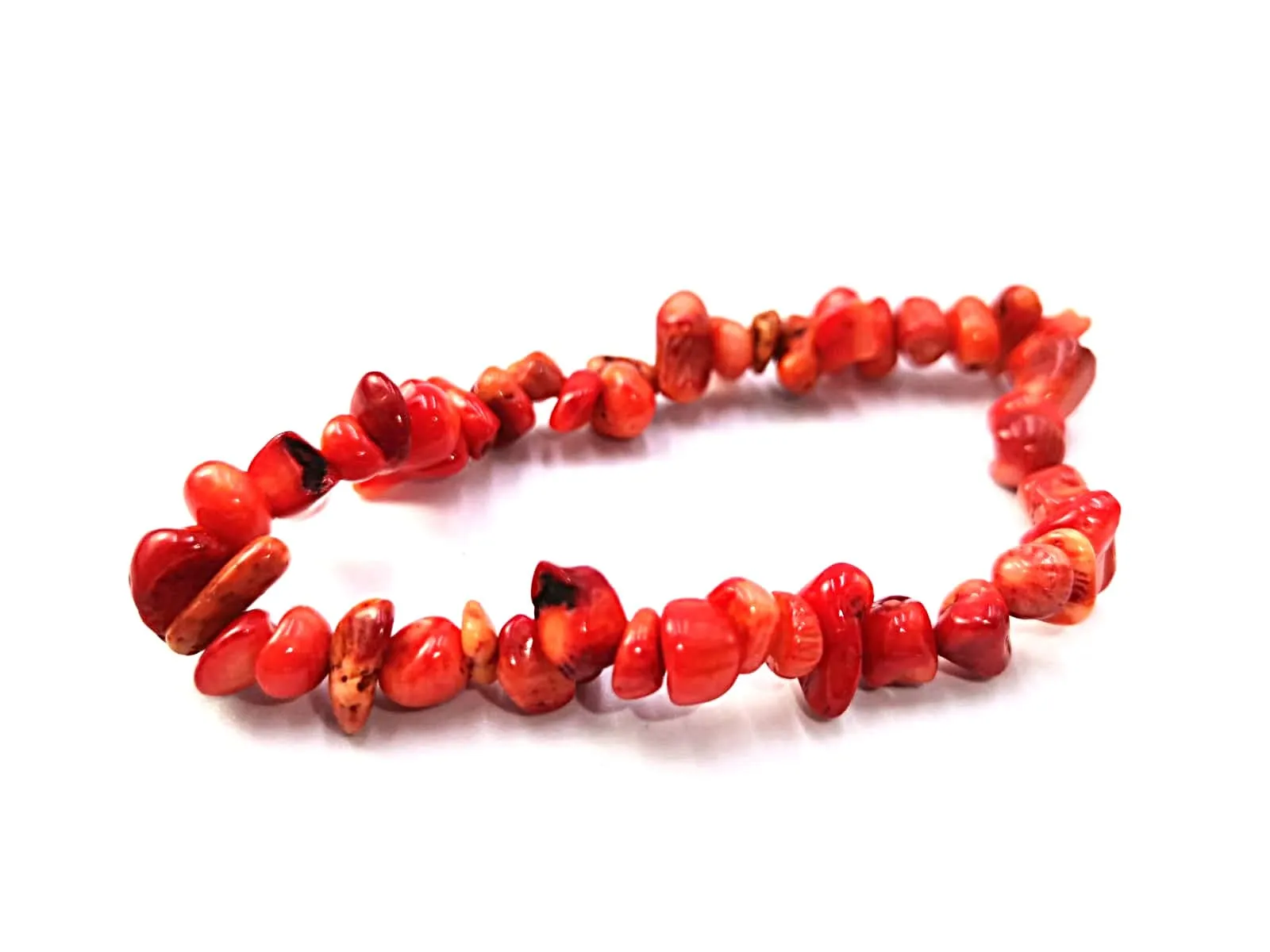 Generico Bracciale chips braccialetto pietra vera naturale (CORALLO ROSSO) - immagine 1