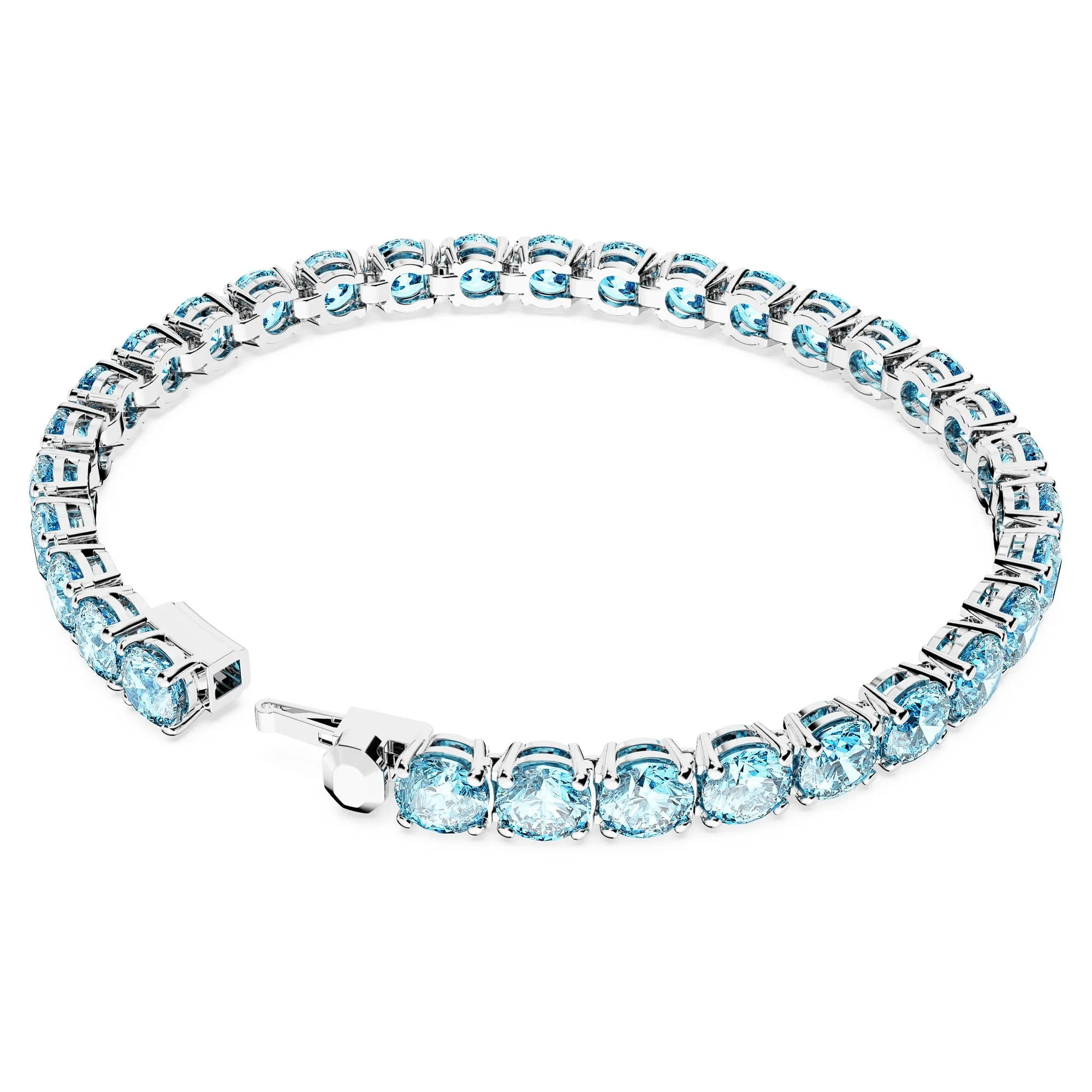 Swarovski Braccialetto Matrix Tennis, Taglio Round, Blu, Placcato rodio - immagine 4