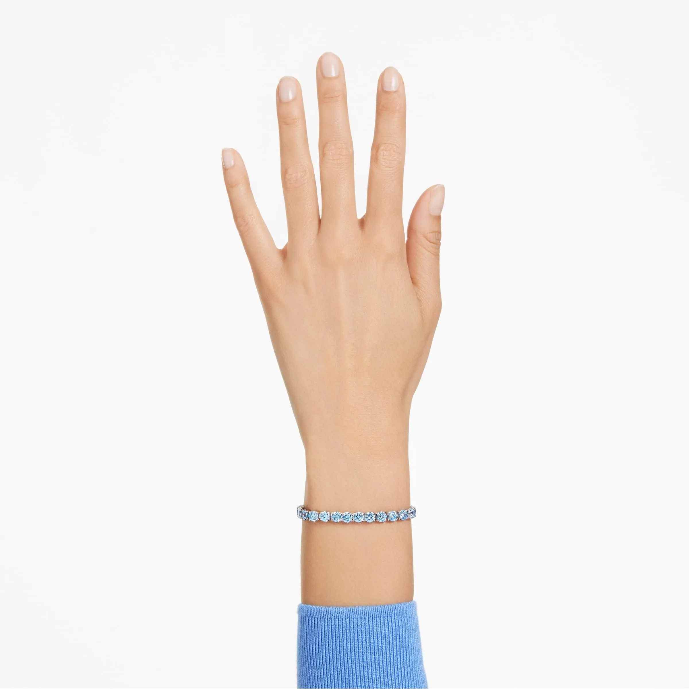 Swarovski Braccialetto Matrix Tennis, Taglio Round, Blu, Placcato rodio - immagine 5